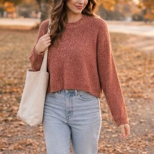 American Eagle Knit Sweater Crewneck Chunky Cozy Pullover M/L Cozy Casual Soft